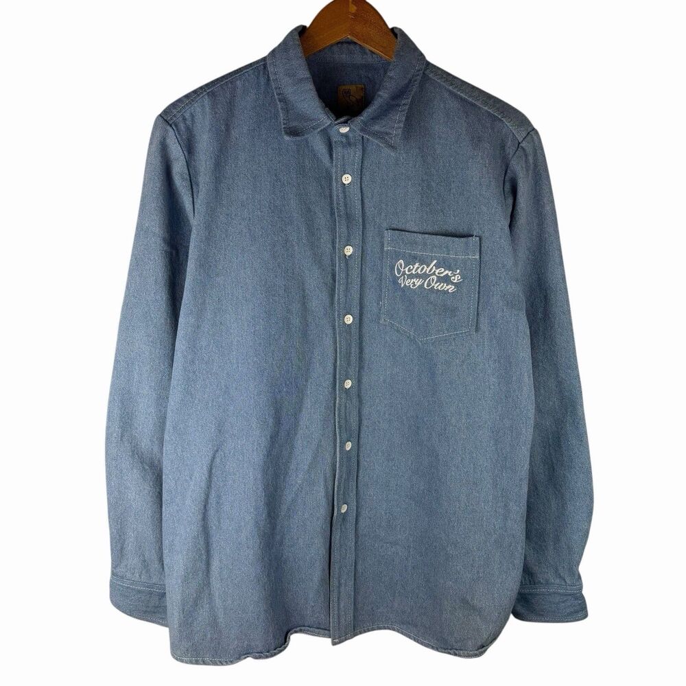 Drake Ovo Mens M Denim Button Down Shirt October Very Own Rap Owl Rare